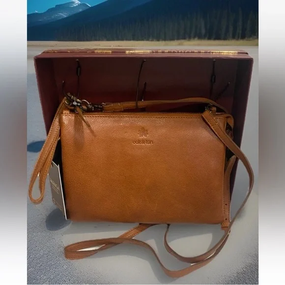 🆕 VILENCA Holland Natalia Crossbody Purse Clutch Cognac Triple Compartment NIB - Picture 3 of 14